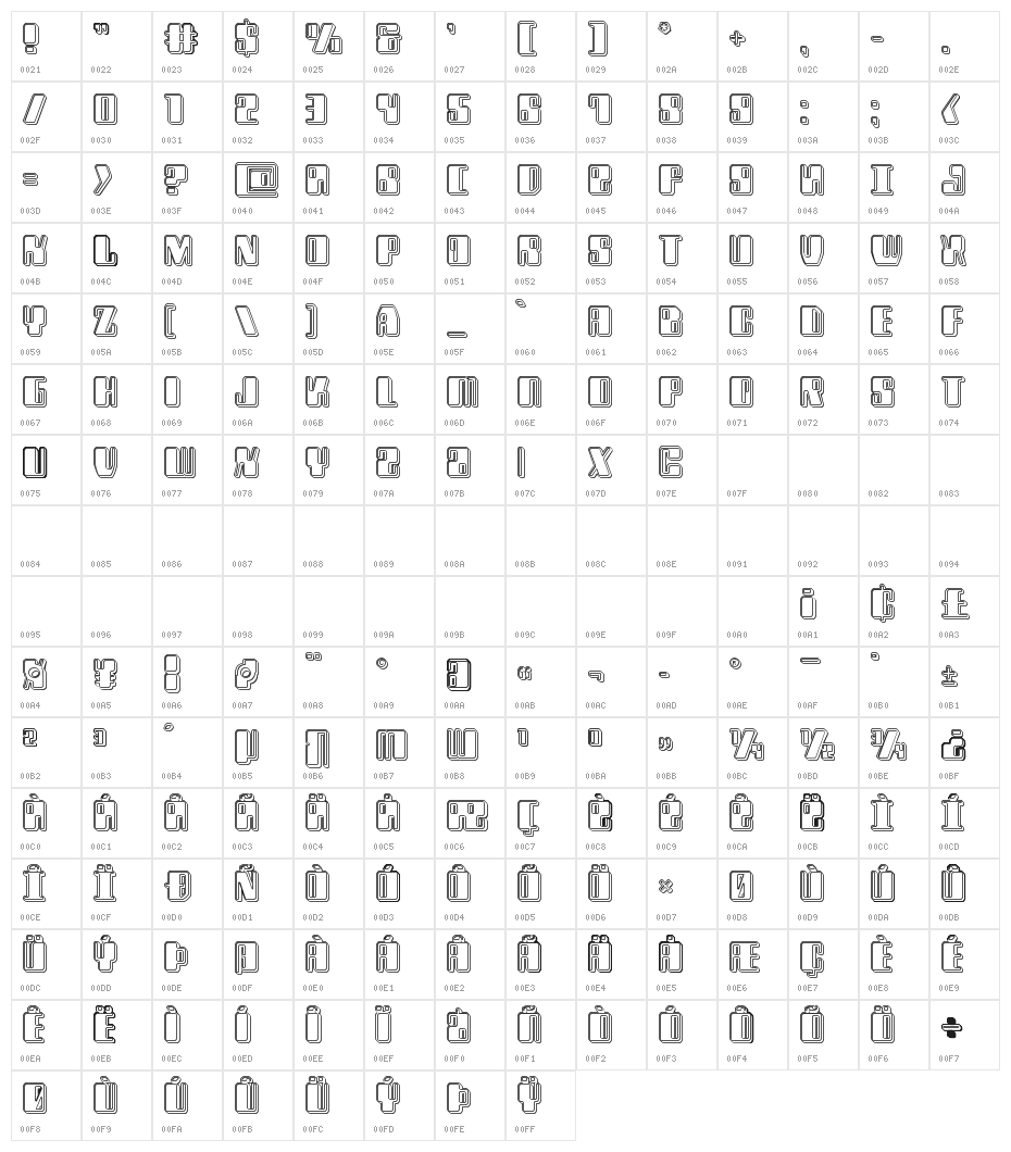 Zyborgs Engraved Character Map
