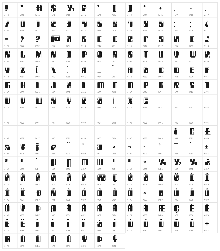 Zyborgs Laser Character Map