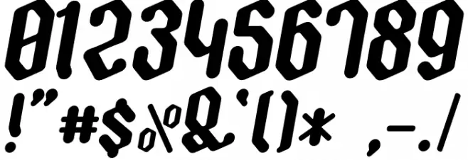 Zygoth Font Alte caractere