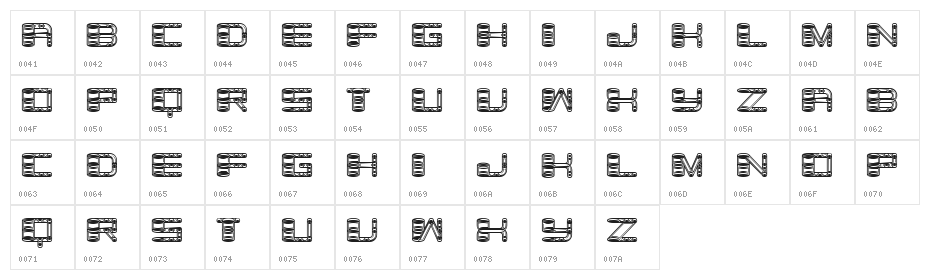 Zylinder Rustique Regular Character Map